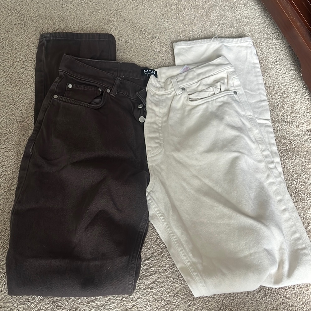 New boohoo man straight leg brown/cream  jeans. Size 32 R